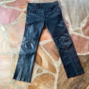 Classic Black Motorcycle-Style Pants Wilsons M Julian